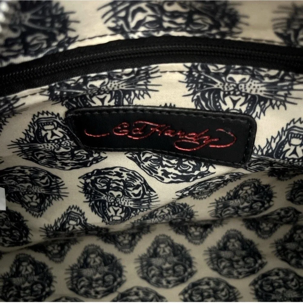 Ed Hardy Tattoo Print Black Duffle Bag Skull Tiger Eagle Travel Weekender Y2K